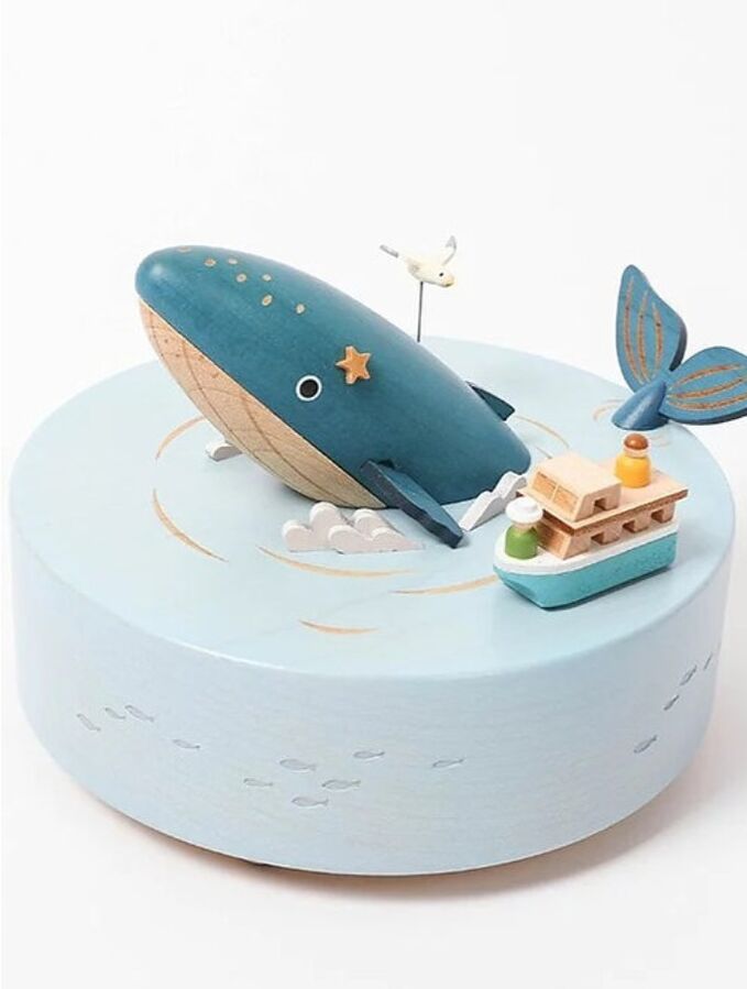 Boîte à musique avec baleine et musique tournante