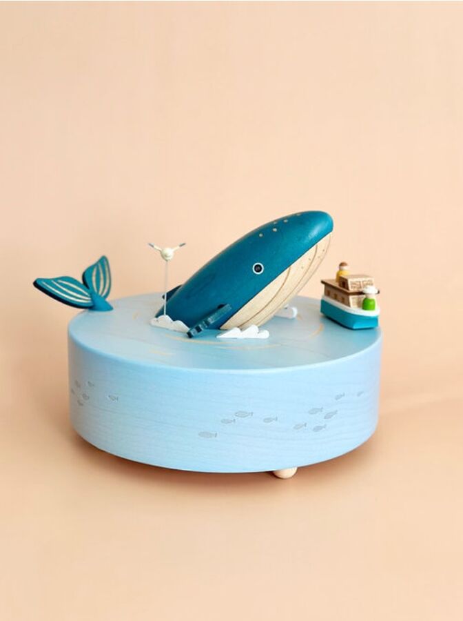 Boîte à musique avec baleine et musique tournante