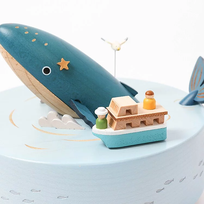 Boîte à musique avec baleine et musique tournante